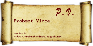 Probszt Vince névjegykártya